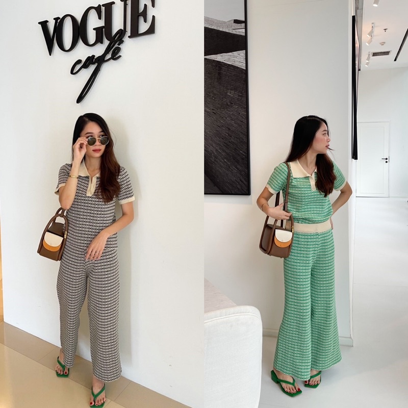 (ซื้อผ่าน Shopee video ลด 30%) Plsme.bkk ~ “ 𝑊𝑎𝑣𝑦 𝑘𝑛𝑖𝑡 𝑠𝑒𝑡 “ ชุดเซ็ต