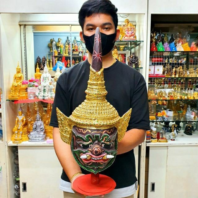 เศียรพระพิราบครองเมือง ขนาดครอบ งานปิดทองประดับเพชร