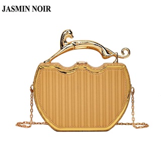 Jasmin NOIR กระเป๋าถือ กระเป๋าสะพายไหล่ สะพายข้าง พิมพ์ลายทาง พร้อมสายโซ่คล้อง สําหรับสตรี