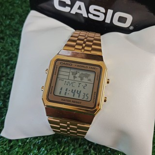 Casio Vintage World Time A500WGA-9DF นาฬิกาข้อมือผู้ชาย นาฬิกาคาสิโอ้