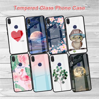 Casing Samsung S10e S10 S9 S8 Plus Note 9 8 เคสโทรศัพท์เคสกระจกแข็ง เคสคู่ Couple Cute Fashion Flower Glass Hard Case