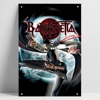 Bayonetta แผ่นป้ายโปสเตอร์โลหะดีบุก ลาย Nintendo PC PSP Switch สําหรับตกแต่งผนังบ้าน ผับ บาร์ W1 9AO4