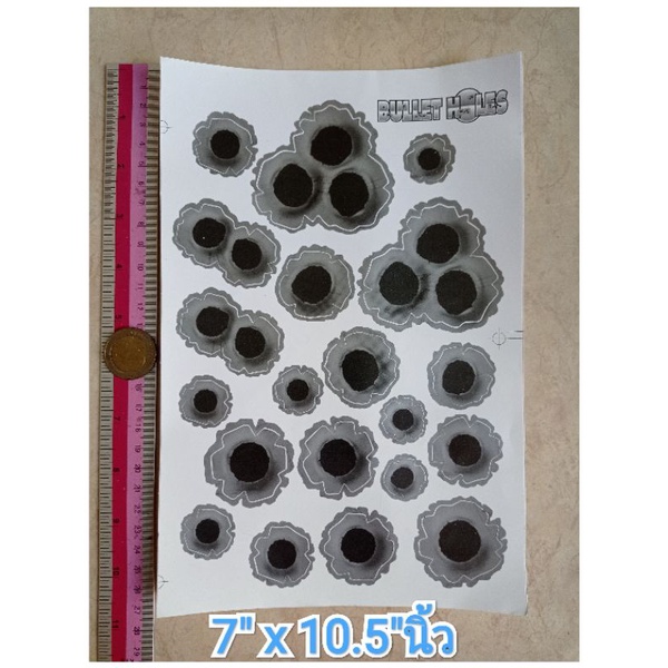 สติ๊กเกอร์รอยกระสุน 7"x10.5"นิ้ว ติดรถ ติดกระจก กระสุน bullet