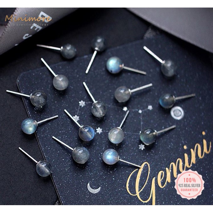 [SE608]🌟ต่างหูเงินแท้ 92.5%🌟หินนำโชคลาบราโดไรต์ (Labradorite) "หินแห่งความกล้าหาญ" 925