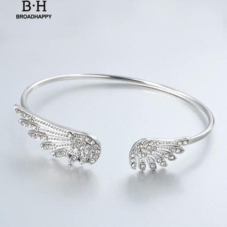 กำไลข้อมือสีเงิน Rhinestone Angel Wings