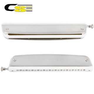 Golden Cup JH024A ฮาร์โมนิก้า 24 ช่อง แบบ 2 แถว คีย์ C มีตัวสไลด์เสียง สีเงิน (24 Double Holes Harmonica with Slide)