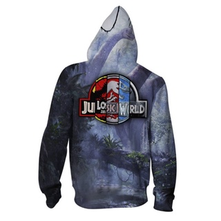 เสื้อกันหนาว ผ้าโพลีเอสเตอร์ แต่งซิป ลาย Jurassic world