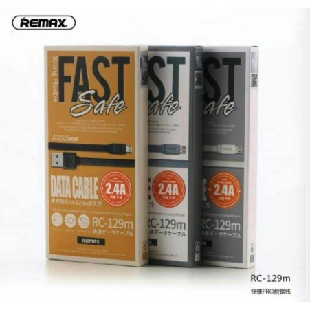 ❀۞REMAX สายชาร์จ RC-129m/RC-129i สำหรับ Android/iPhone USB (1M,แบน)