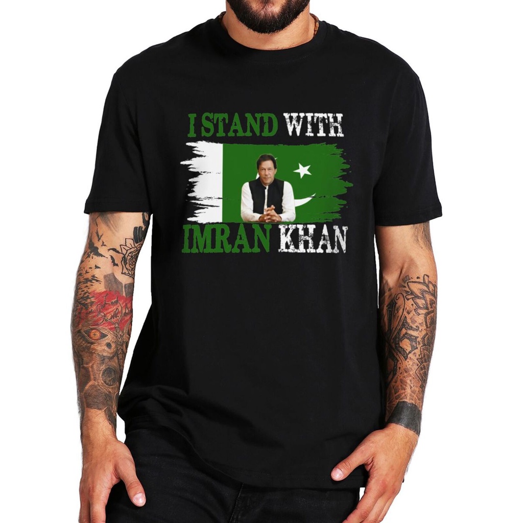 เสื้อยืด Retro สนับสนุน Imran Khan และPTY Party Pakistan ทำจากผ้าฝ้าย 100%, สวมใส่ได้ทุกวัน