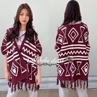 Littleboho เสื้อคลุมไหมพรมสไตล์โบฮีเมียน เสื้อคลุมโบฮีเมี่ยนผู้ชาย เสื้อกันหนาว เสื้อคลุมไหมพรม ชุดโบฮีเมี่ยน Bohemien