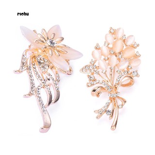 Richu_Fashion Women Charming Rhinestone Opal Flower Bouquet Brooch Pin Wedding Bridal