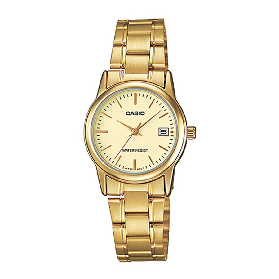 Casio Standard นาฬิกาข้อมือผู้หญิง สายสแตนเลส รุ่น LTP-V002,LTP-V002G,LTP-V002G-9A - สีทอง