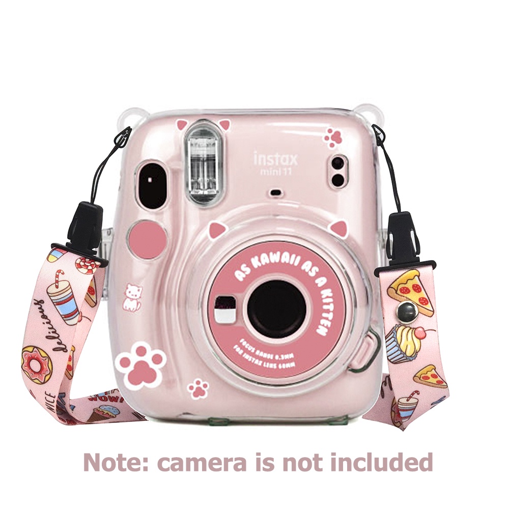 กระเป๋าเคสคริสตัลใส พร้อมกระเป๋า สายคล้อง สติกเกอร์ และสายคล้อง สําหรับ Fujifilm Instax Mini 11 (ไม่รวมกล้อง)