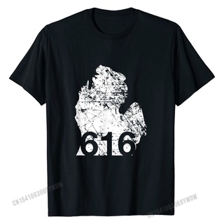 เสื้อยืดผ้าฝ้าย พิมพ์ลาย Grand Rapids Area Code 616 Michigan ของขวัญ สําหรับผู้ชาย