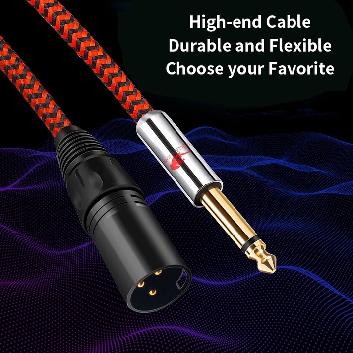 GOLLEY LION 1/4 นิ้ว 6.35มม.Mono Ts To Xlr Male อะแดปเตอร์สายเคเบิ้ลเสียงสําหรับไมโครโฟน