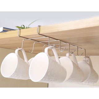 EZ 304 สแตนเลส แขวนแก้วกาแฟ คว่ำแก้ว แข็งแรง Stainless Steel Cup Coffee Mug Holder Rack Kitchen Organizer