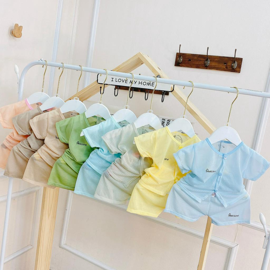 ชุดเสื้อผ้าเด็กแขนสั้น 5 ชิ้น สําหรับเด็กแรกเกิด อายุ 0-2 ขวบ ผ้าพื้น-โบ56-คอมโบ5
