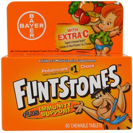 [พร้อมส่ง] Flintstones, Children's Multivitamin, Plus Immune Support, Fruit Flavors, 60 Chewable Tablets