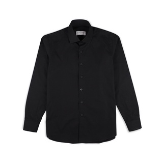 TWENTYSECOND เสื้อเชิ้ตแขนยาว ปกป้าน ผ้าคอตต้อน รุ่น Plain Cutaway collar shirt - สีดำ / Black