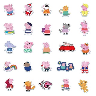 สติกเกอร์ ลายการ์ตูน Peppa น่ารัก กันน้ํา สําหรับติดตกแต่งของเล่นเด็ก 100 ชิ้น