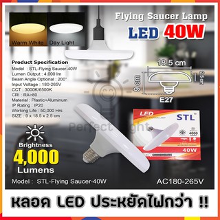 หลอด LED 40w. ทรงUFO สีขาว-วอร์มไวท์ ทนจัด ประหยัดจริง รับประกันสินค้าทุกชิ้น 1 ปี