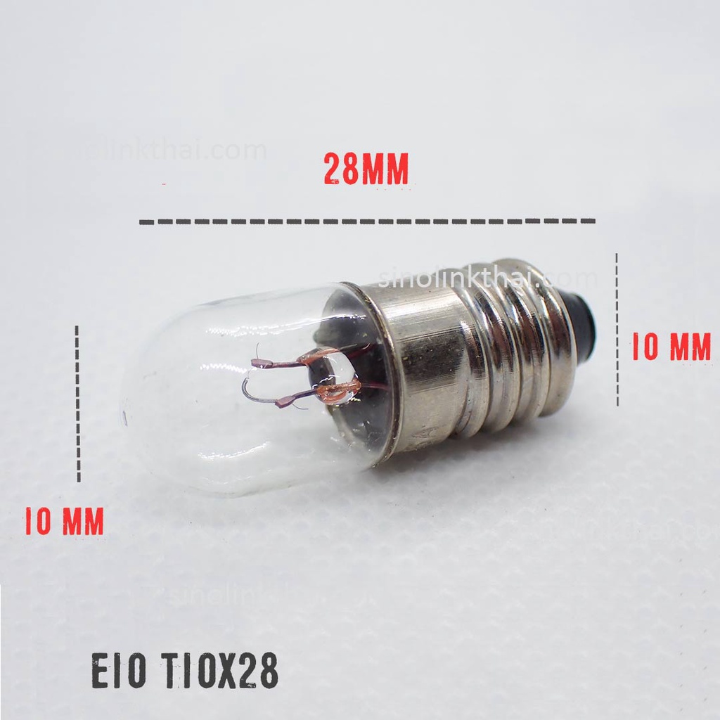 หลอดไฟเล็ก Pilot Lamp E10 ขั้วเกลียว ขนาด 10 มิล 240V 3W สำหรับเครื่องจักรโรงงาน/ อุตสาหกรรม 1 แพ็ค 