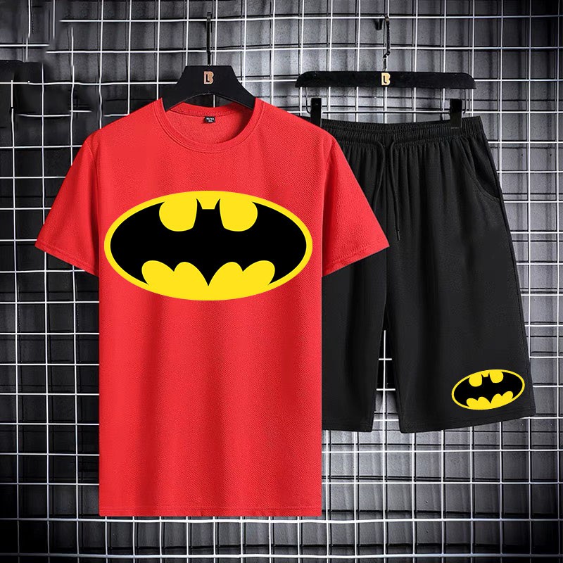 ชุดเซ็ทแฟชั่นเสื้อยืดแขนสั้นสกรีนลาย+กางเกงขาสั้นกางเกงขาสั้นลำลอง กางเกงกีฬา ใส่ได้ทั้งหญิงและชายT1