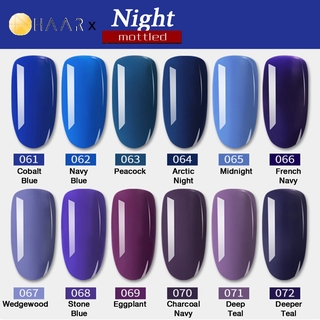 เซ็ต ยาทาเล็บ เจล 12 ขวด Gel Nail Polish Set HAAR x Mottled Night Tone โทน กลางคืน สี น้ำเงิน เข้ม ม่วง เทา จัดจำหน่า...