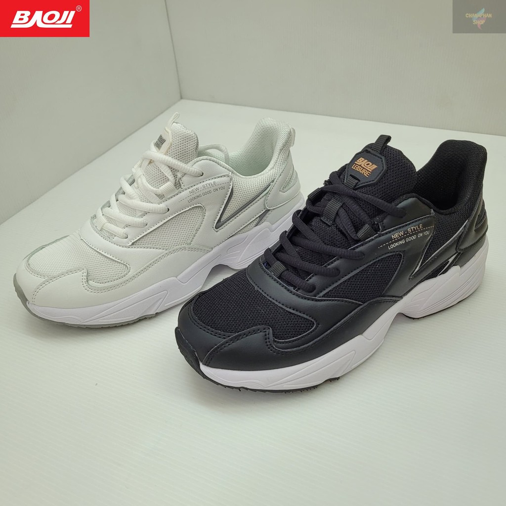 BAOJI ของแท้ 100% รองเท้าผ้าใบหญิง รองเท้าวิ่ง รุ่น BJW709 สีดำ/สีขาว SIZE 37-41