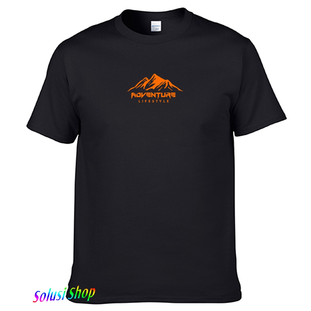 Solusi Shop เสื้อยืดแขนสั้น RY ADVENTURE LIFESTYLE GUNUNG Orange Motif