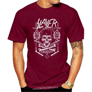 คอลูกเรือเสื้อยืด ผ้าฝ้าย พิมพ์ลาย Slayer Skull Bones Revised S-X Metal Band BAhikd53GDhgkb77 สําหรับผู้ชายS-5XL