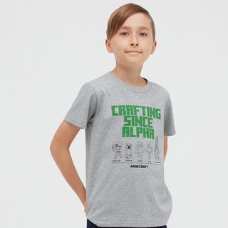 Uniqlo เสื้อยืดแขนสั้น พิมพ์ลาย minecraft my world สําหรับเด็กผู้ชาย และเด็กผู้หญิง 436800