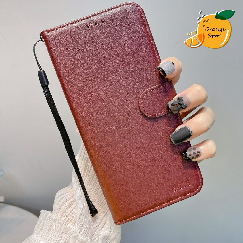 (พร้อมส่งจากไทย) เคส Oppo เคสฝาพับ Boss มีสายคล้องมือ Oppo Reno6(5G) Reno6z(5G) A15 Reno2f Reno5(5g) A3s A59 A57 A39 F11
