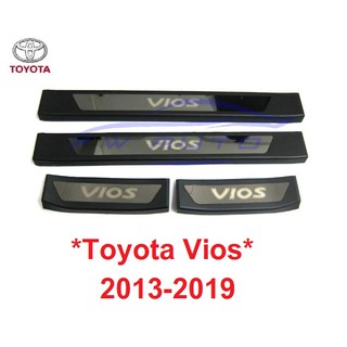 สีดำ ชายบันไดประตู โตโยต้า วีออส 4ปต สคัพเพลท Toyota Vios 2013 - 2019 คิ้วกันรอยขอบประตู กาบบันได ชายบันได กันรอยประตู