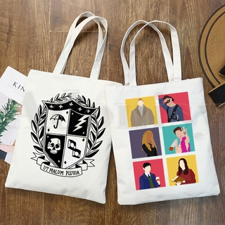 Cha Diego Vanya Luther Allison Umbrella Academy Graphic Cartoon Print Shopping Bags Girls Fashion Casual Pacakge Hand Bag