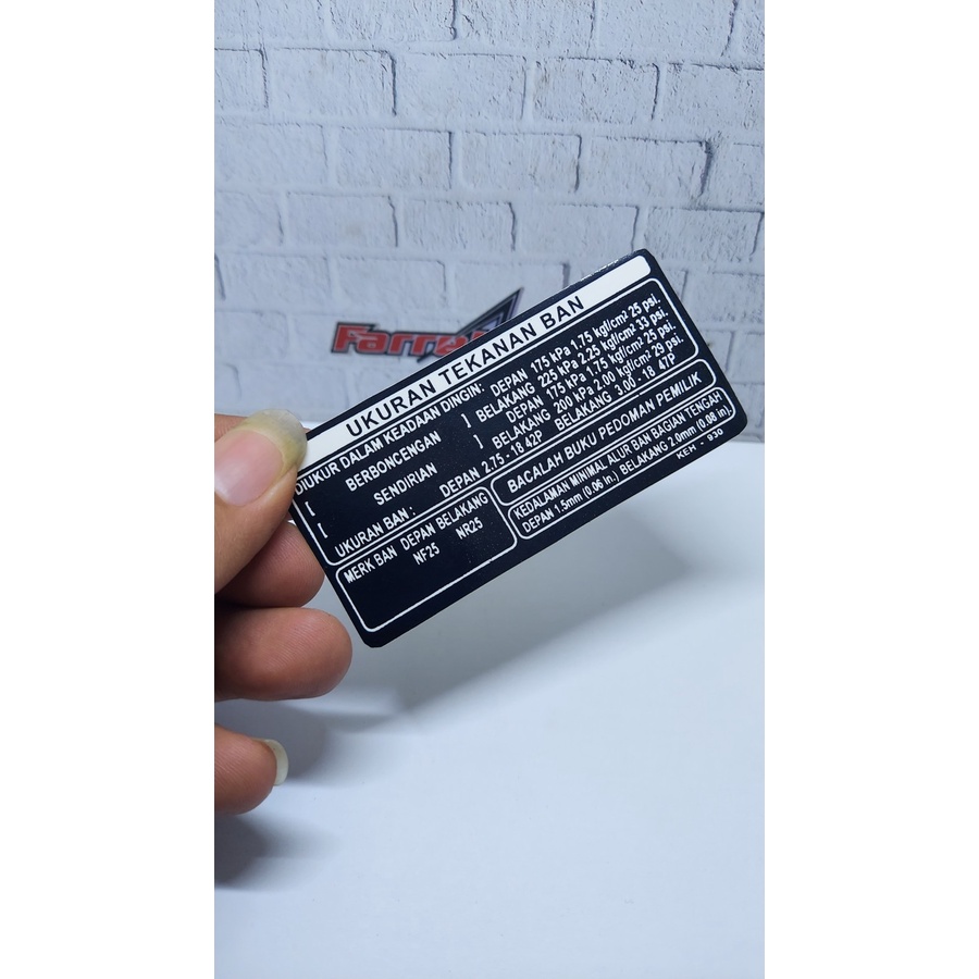 สติ๊กเกอร์คําเตือน สติ๊กเกอร์ OLD TIRE PRESSURE SIZE