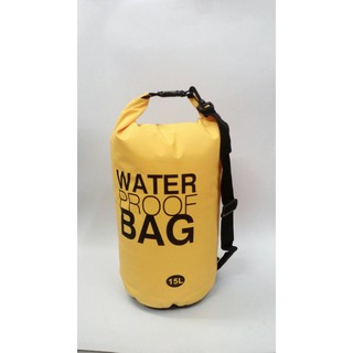 Waterproof Bag กระเป๋ากันน้ำ สีเหลือง ขนาดความจุ 15 ลิตร