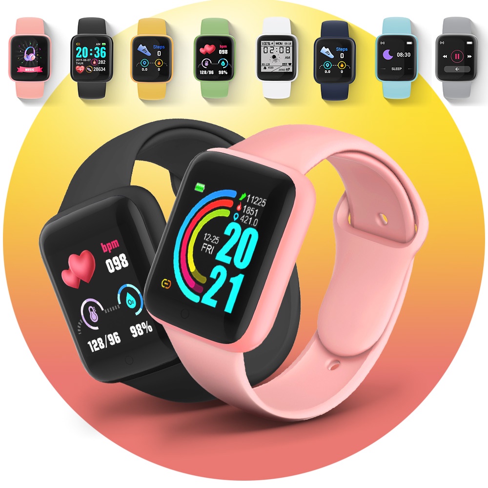 D20 Pro สมาร์ทวอท์ชบลูทูธฟิตเนส Tracker Macaron Smartwatch Y68 Pro ความดันโลหิตสร้อยข้อมือสมาร์ทสําห