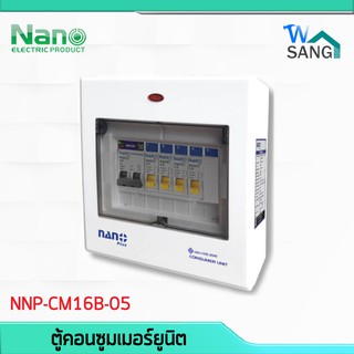 ตู้คอนซูมเมอร์ ตู้ไฟ NANO PLUS เมนธรรมดา+5ช่อง (ราคารวมเมน MCB+ลูกย่อย4ลูก) (1ชิ้น/กล่อง) @wsang