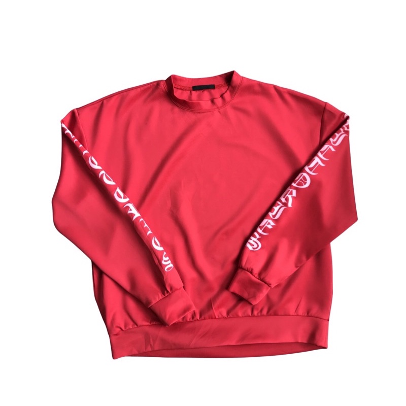 เสื้อแขนยาวแนวสตรีทญี่ปุ่นมือสอง เสื้อผู้ชายoversize เสื้อแขนยาวสีแดง แฟชั่นญี่ปุ่น