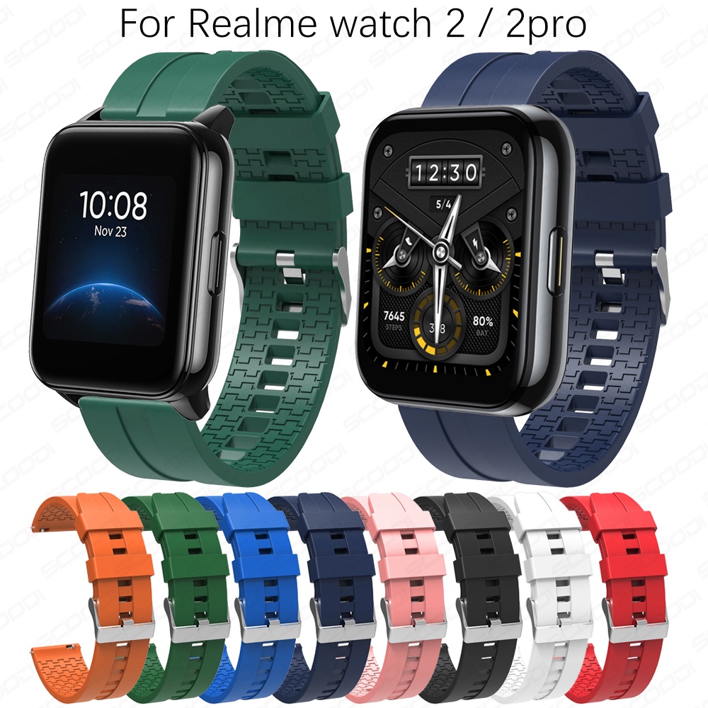 สายนาฬิกาข้อมือซิลิโคน แบบยืดหยุ่น ขนาด 22 มม. สําหรับ Realme 2 2 Pro