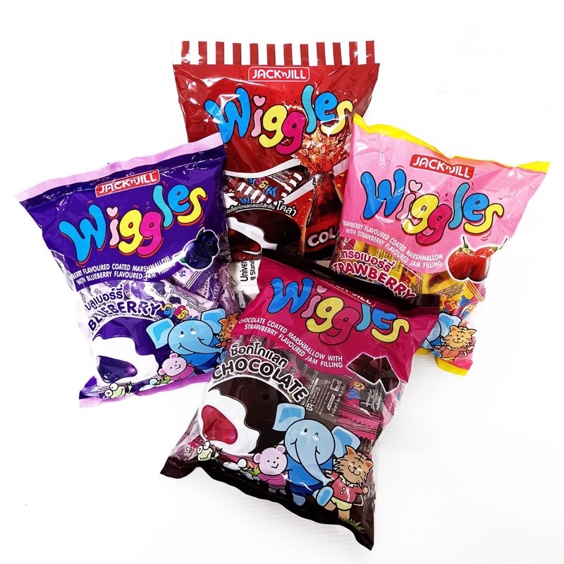 ซื้อ Wiggles วิกเกิ้ล (4รส)มาร์ชเมลโล่สอดไส้และเคลือบช้อคโกแลต 1 ห่อมี 24 ชิ้น