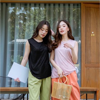 newlooksbkk SRAFF BASIC TOP  เสื้อแขนกุด ผ้าสลาฟเกาหลี