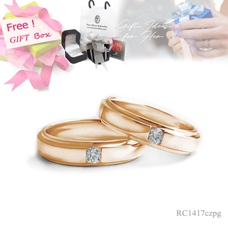 Finejewelthai แหวนคู่-แหวนเพชร-แหวนเงินแท้-แหวนแต่งงาน-Couple Ring-Diamond-CZ - Gift_Set134