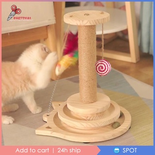 Wooden Cat Ball Track Kitten Ball Training Toys for Cat 2 Layers S