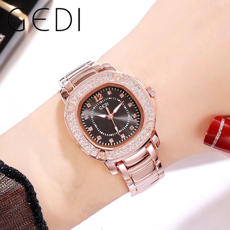 นาฬิกา casio GEDI 3200 สายสแตนเลส นาฬิกาข้อมือ สวย ล้อมเพชร นาฬิกาแฟชั่น สตรี มีเก็บเงินปลายทาง กันน้ำ
