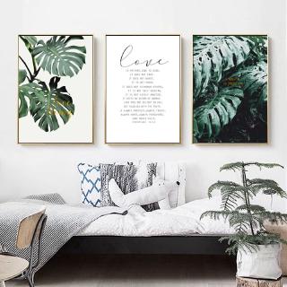 Nordic Creative English Leaves Green Plant Canvas Painting Abstract Print Poster Picture Unframed