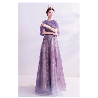 Prewedding Dress สีม่วงพาสเทลแต่งคลุมไหล่