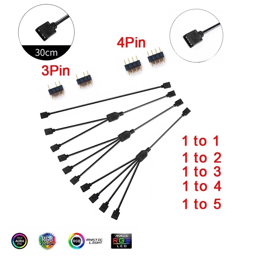 สายพ่วง, สาย Y, สายแปลง ARGB 3pin 5V / RGB 4pin 12V / SM 3pin / VDG cable splitter