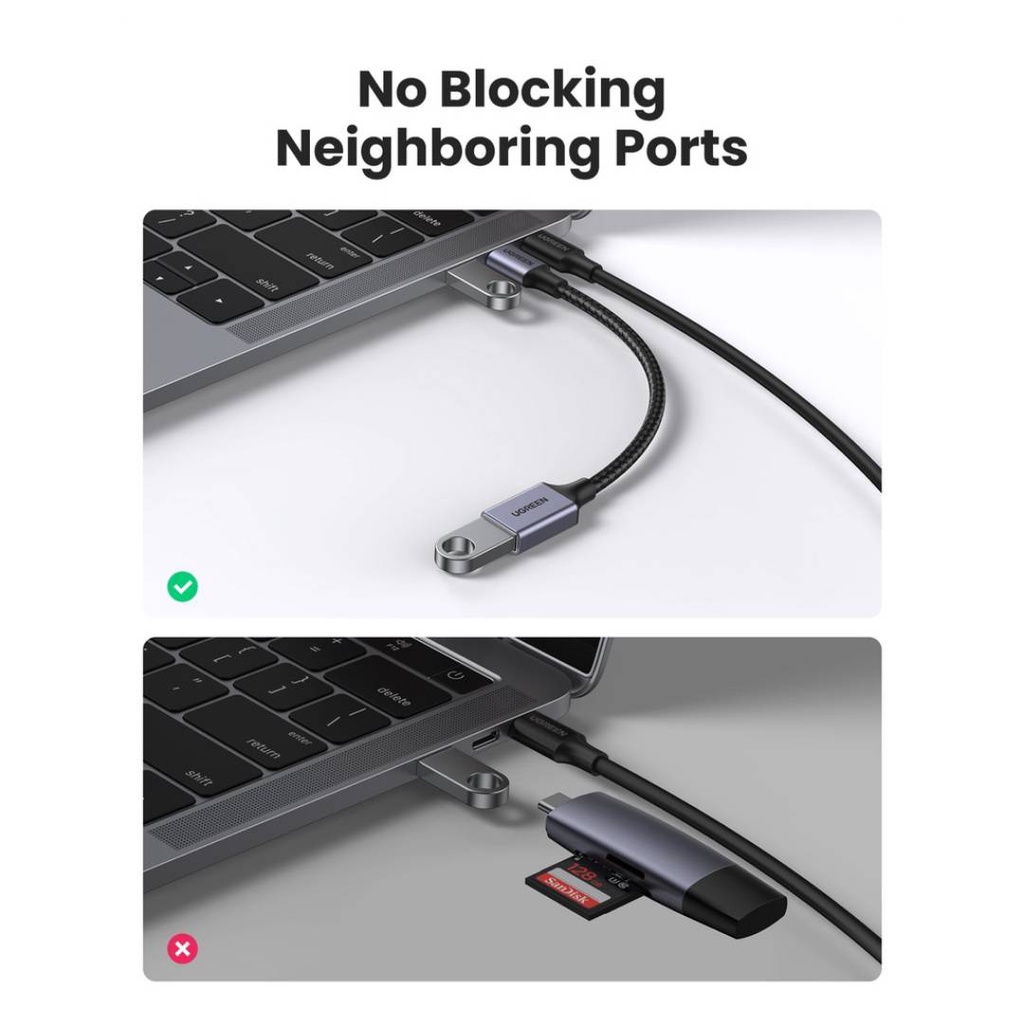UGREEN รุ่น70889 อะแดปเตอร์เคเบิ้ลสายถัก Type C to USB 3.0 OTG โอนถ่ายข้อมูล 5Gbps รองรับมือถือ และแท็บเล็ต!!